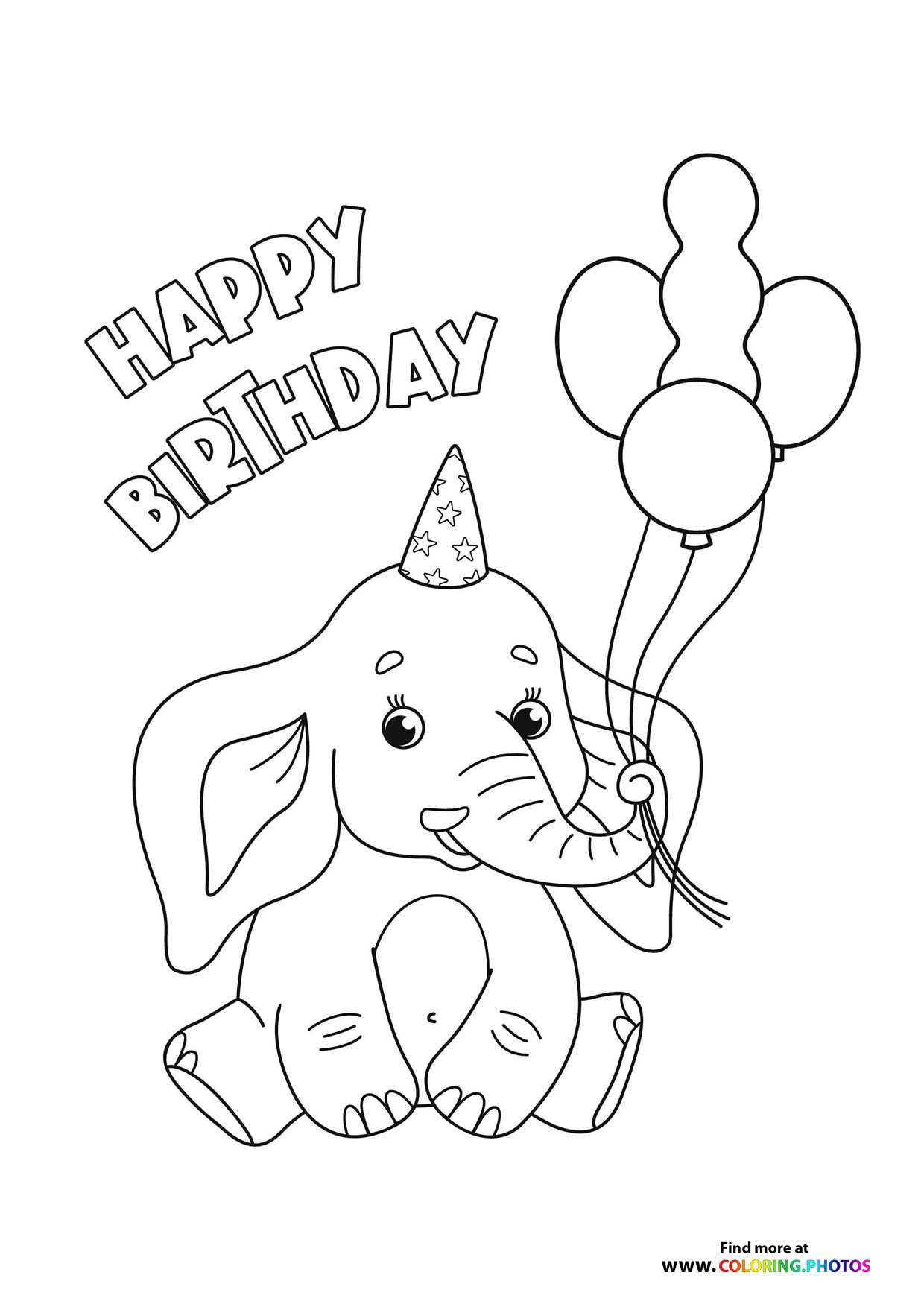 Birthday Elephant coloring page