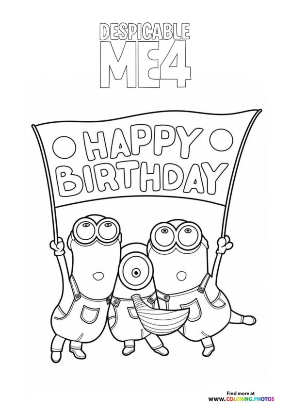 Minions with Happy Birthday Banner