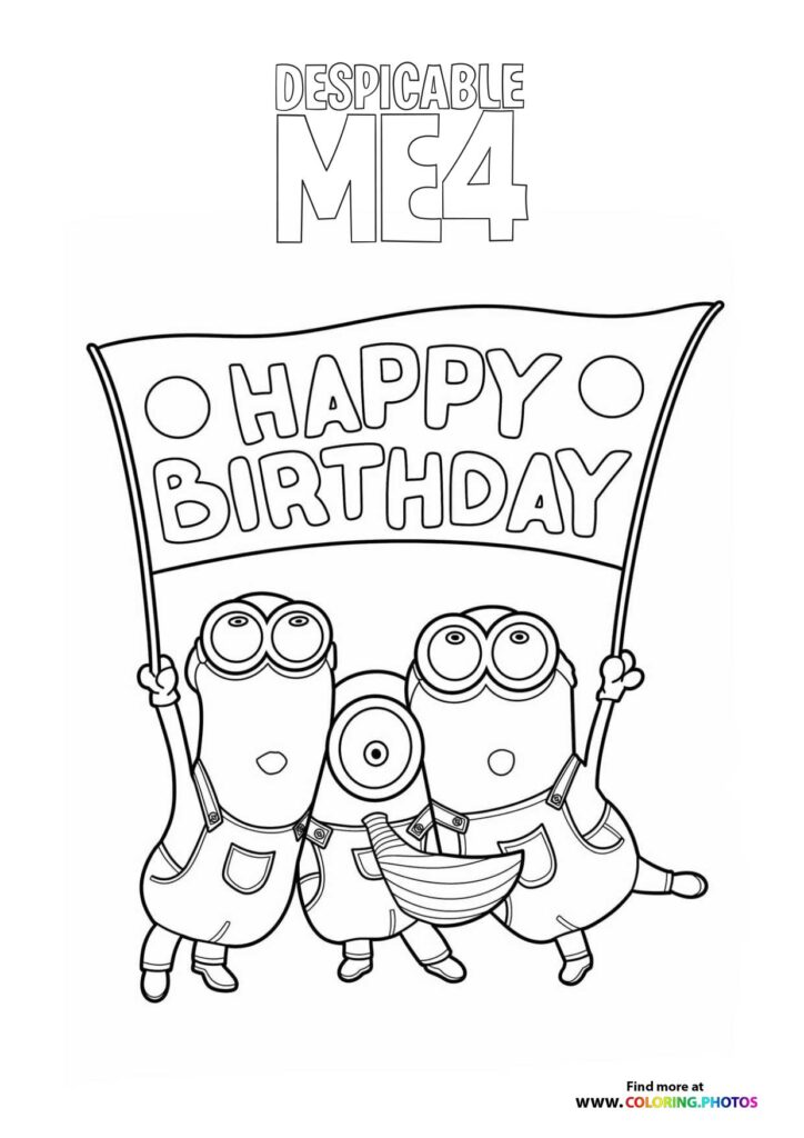 Minions with Happy Birthday Banner