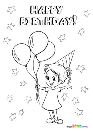 Happy Birthday Girl with Balloons