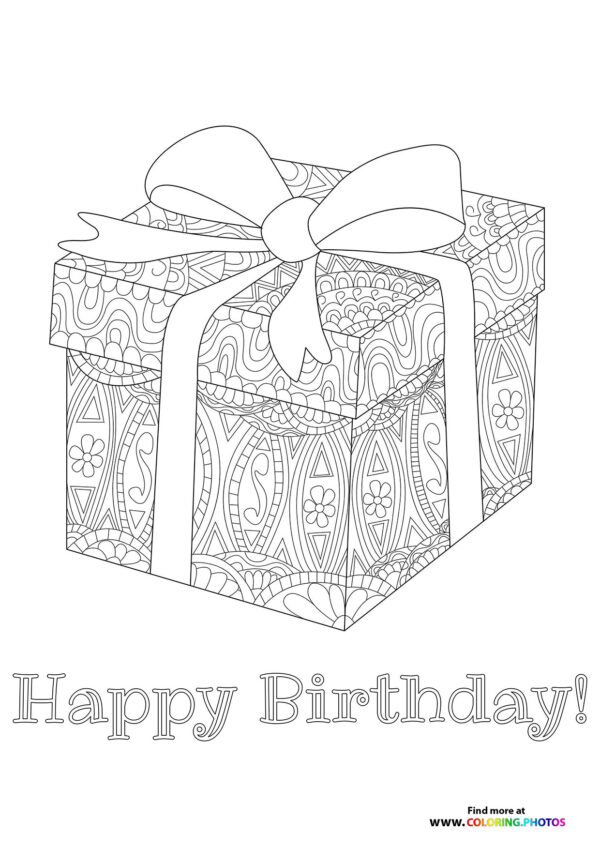 Happy Birthday present coloring page