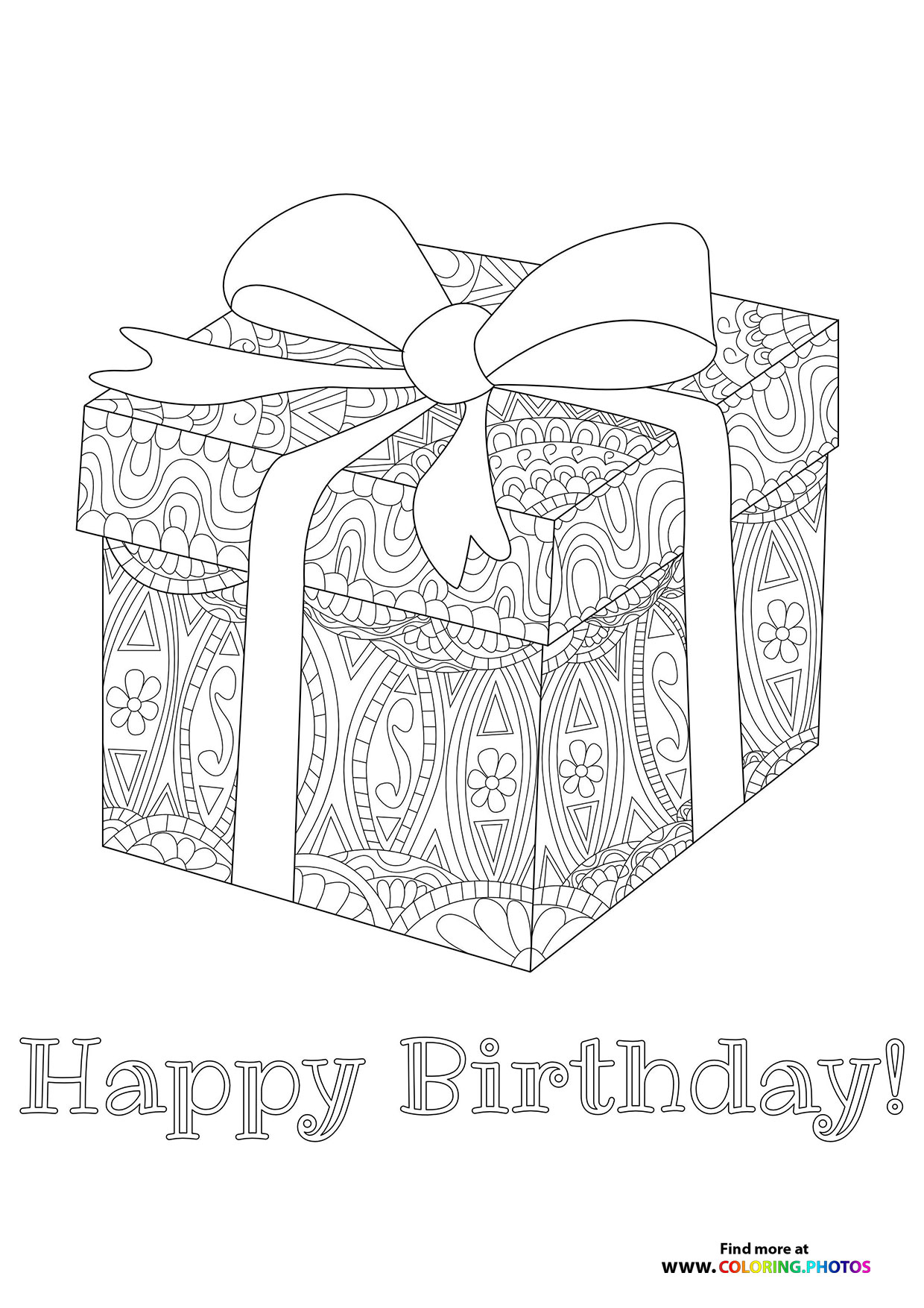 Happy Birthday present coloring page