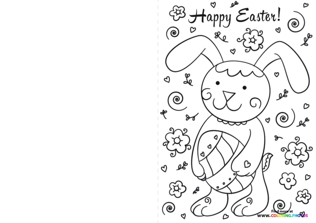 Happy Easter card coloring page