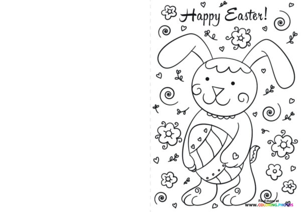 Happy Easter card coloring page