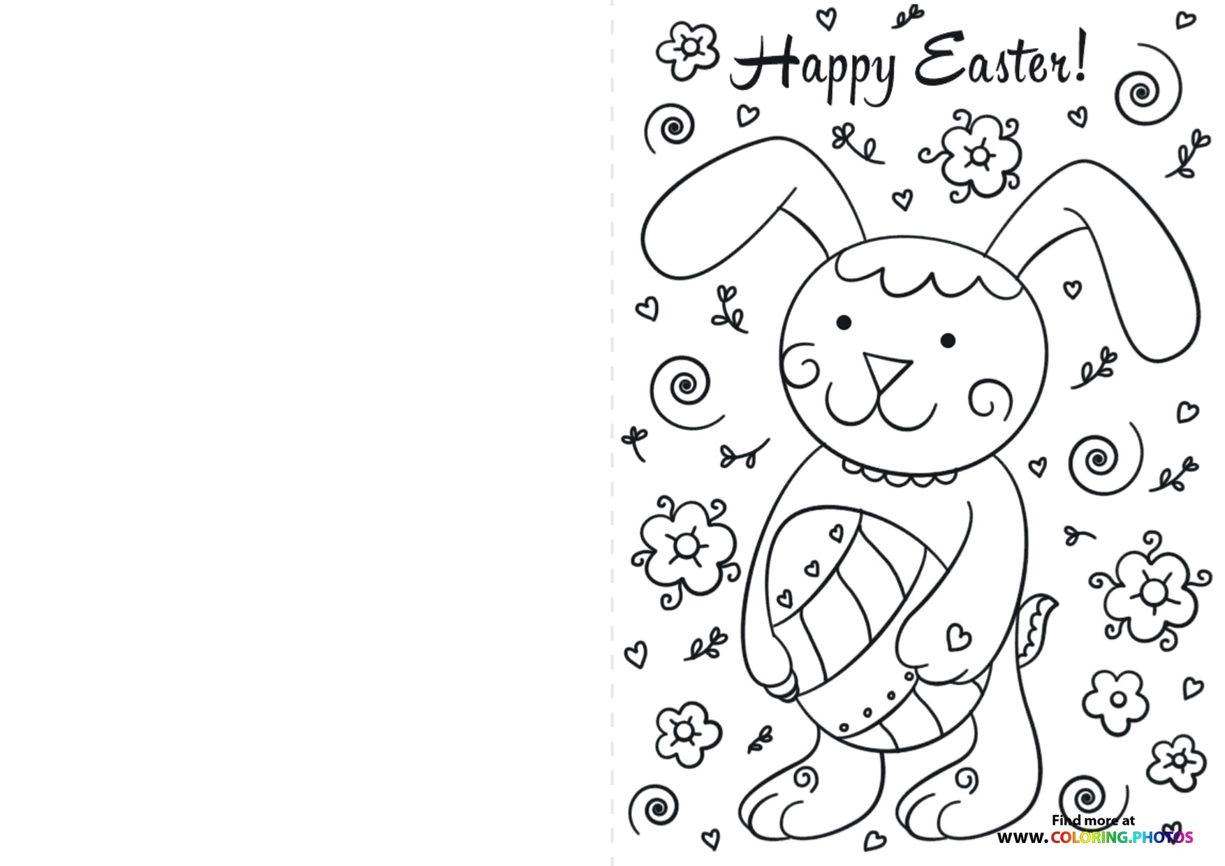 Happy Easter card coloring page