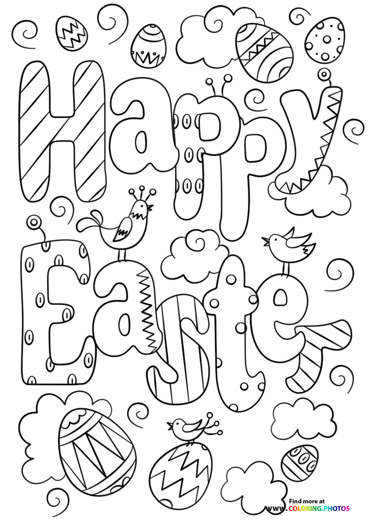 Easter doodle coloring page