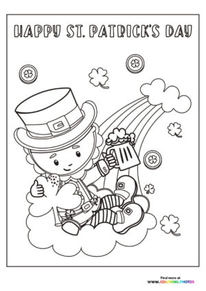 Leprechaun with Rainbow and Pot of Gold