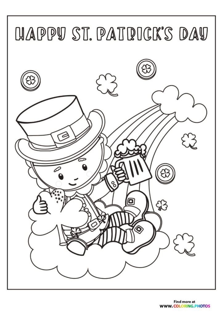 Leprechaun with Rainbow and Pot of Gold