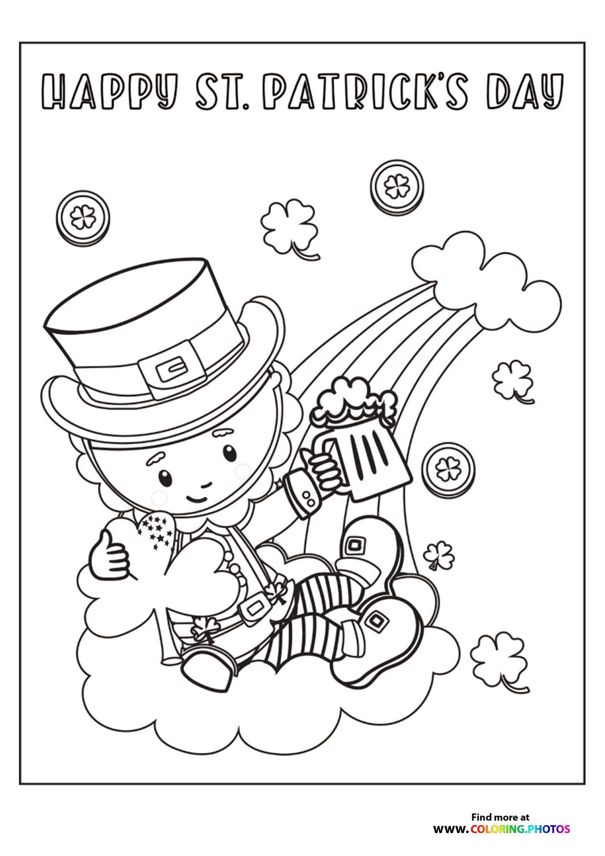 Leprechaun with Rainbow and Pot of Gold