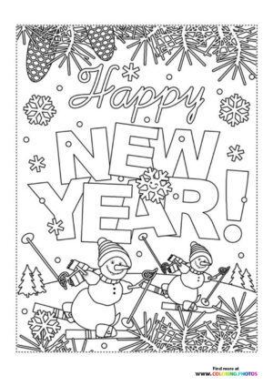 Happy New Year Snowmen Celebration