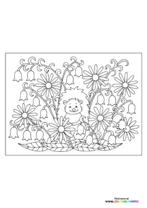 Hedgehog in flowers