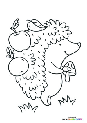 Cute hedgehog with apples
