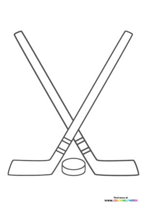Ice hockey sticks and puck