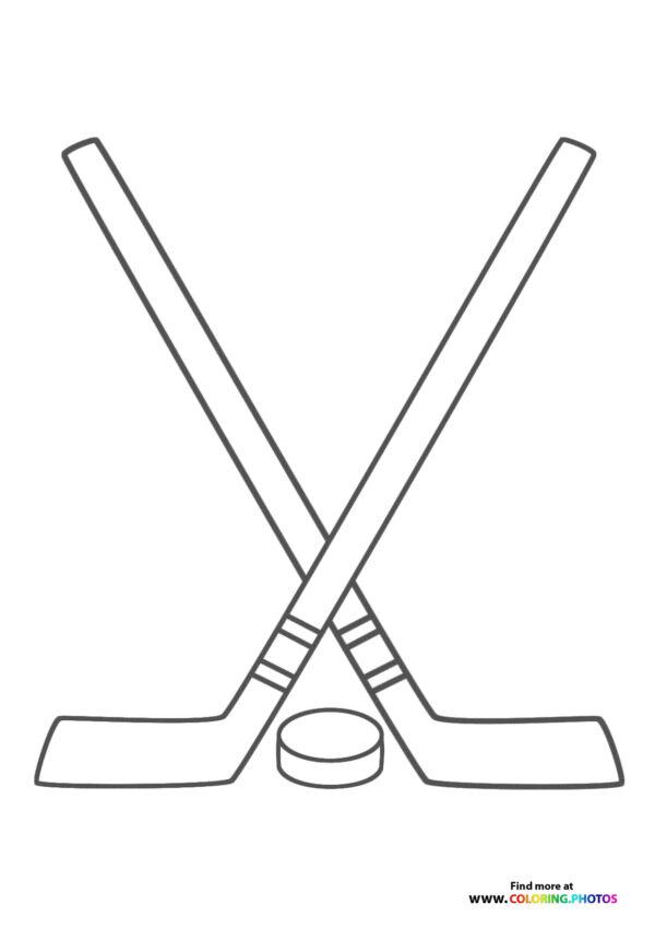 Ice hockey sticks and puck