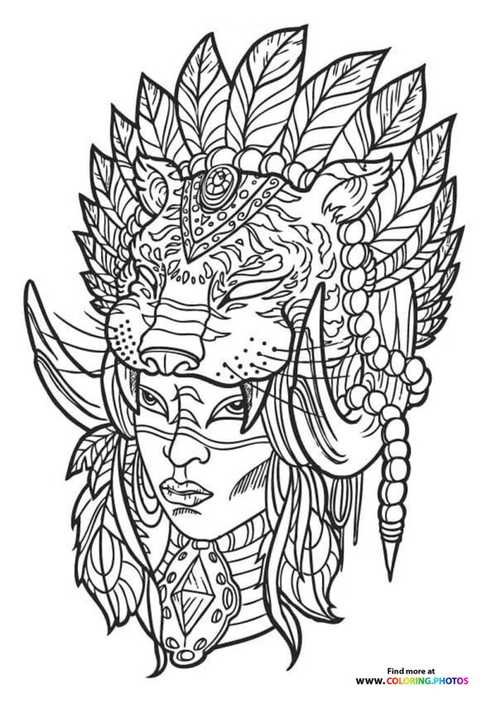 Indian girl coloring for adults