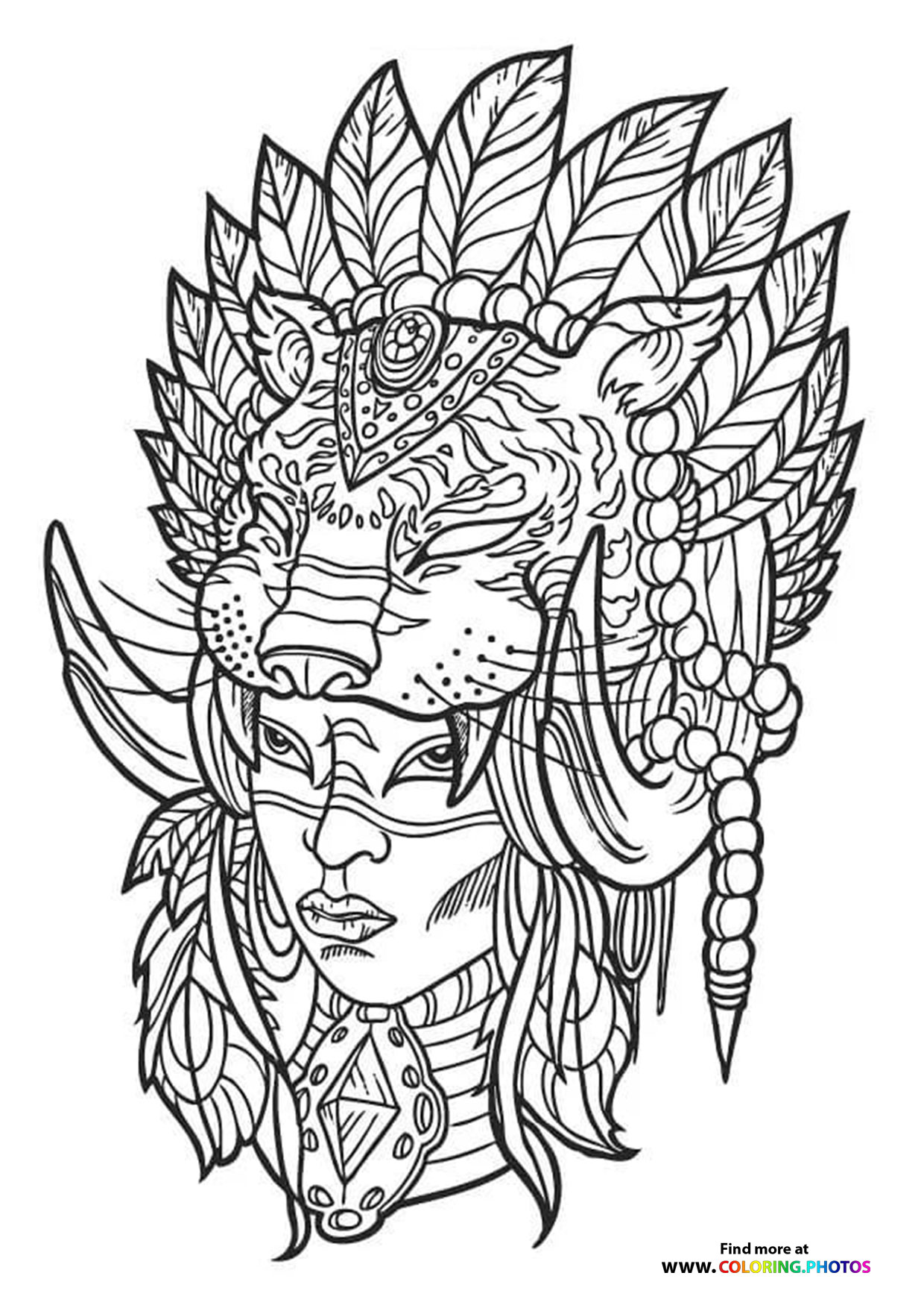 Indian girl coloring for adults