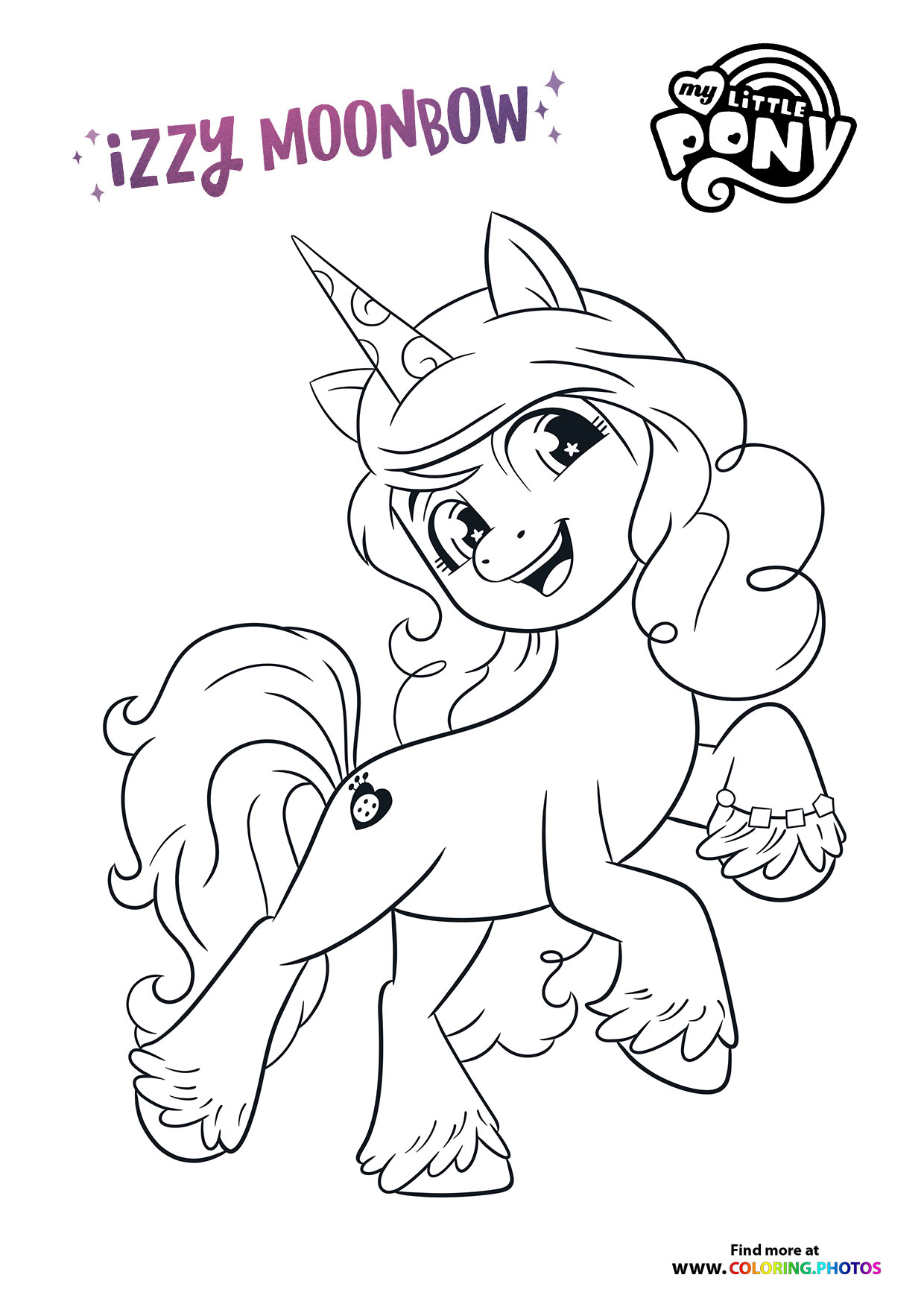 Izzy Moonbow jumping coloring page