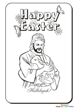 Jesus with Lamb, Happy Easter