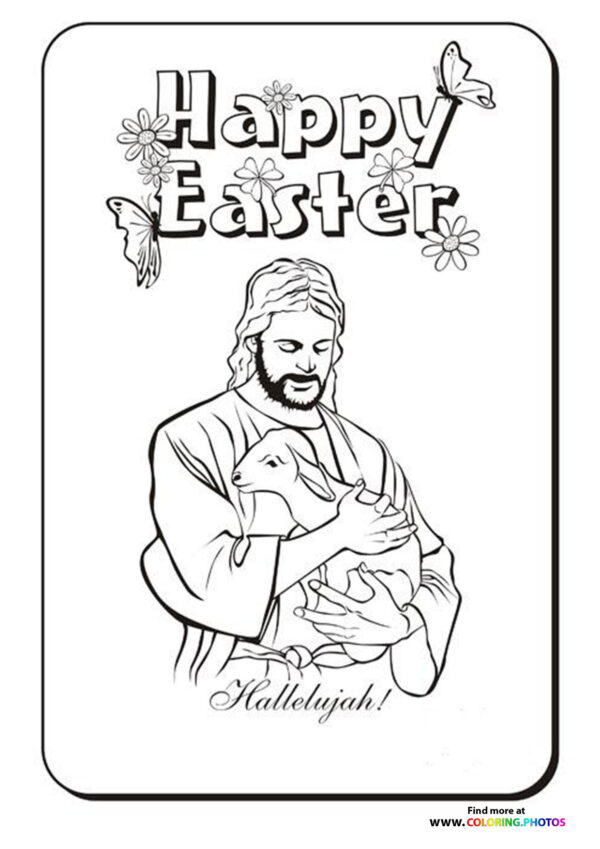 Easter Jesus with a lamb coloring page