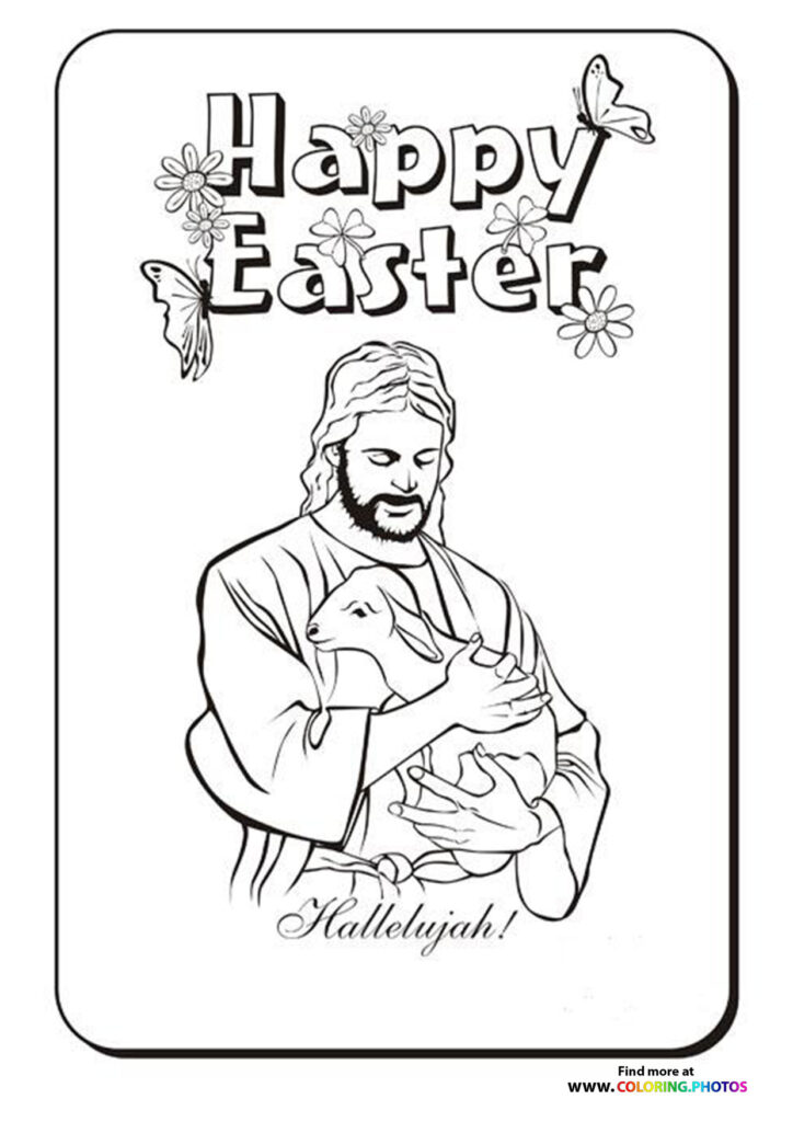 Easter Jesus with a lamb coloring page