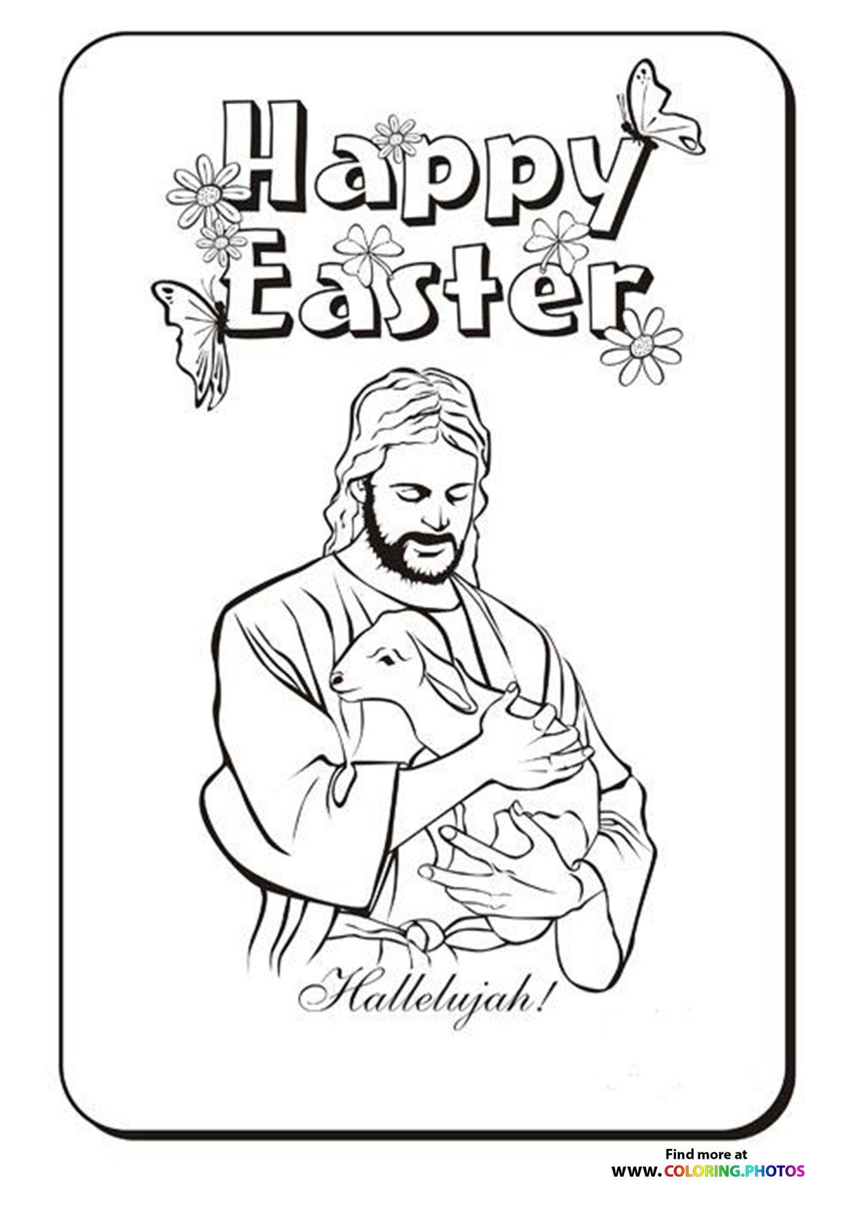 Easter Jesus with a lamb coloring page