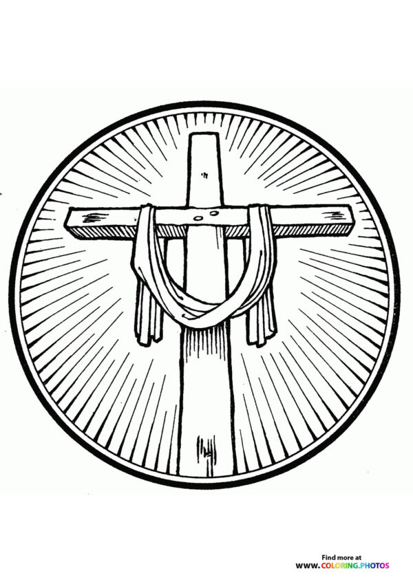 Easter Jesus cross coloring page