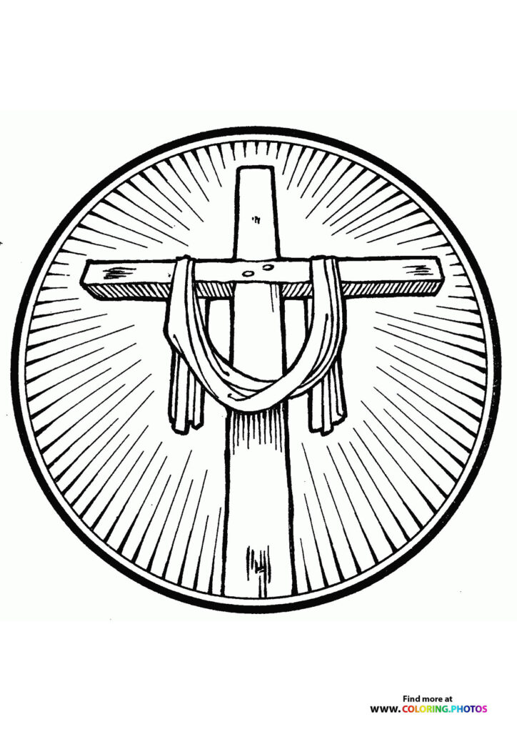 Easter Jesus cross coloring page