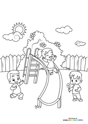 Kids in spring gardern