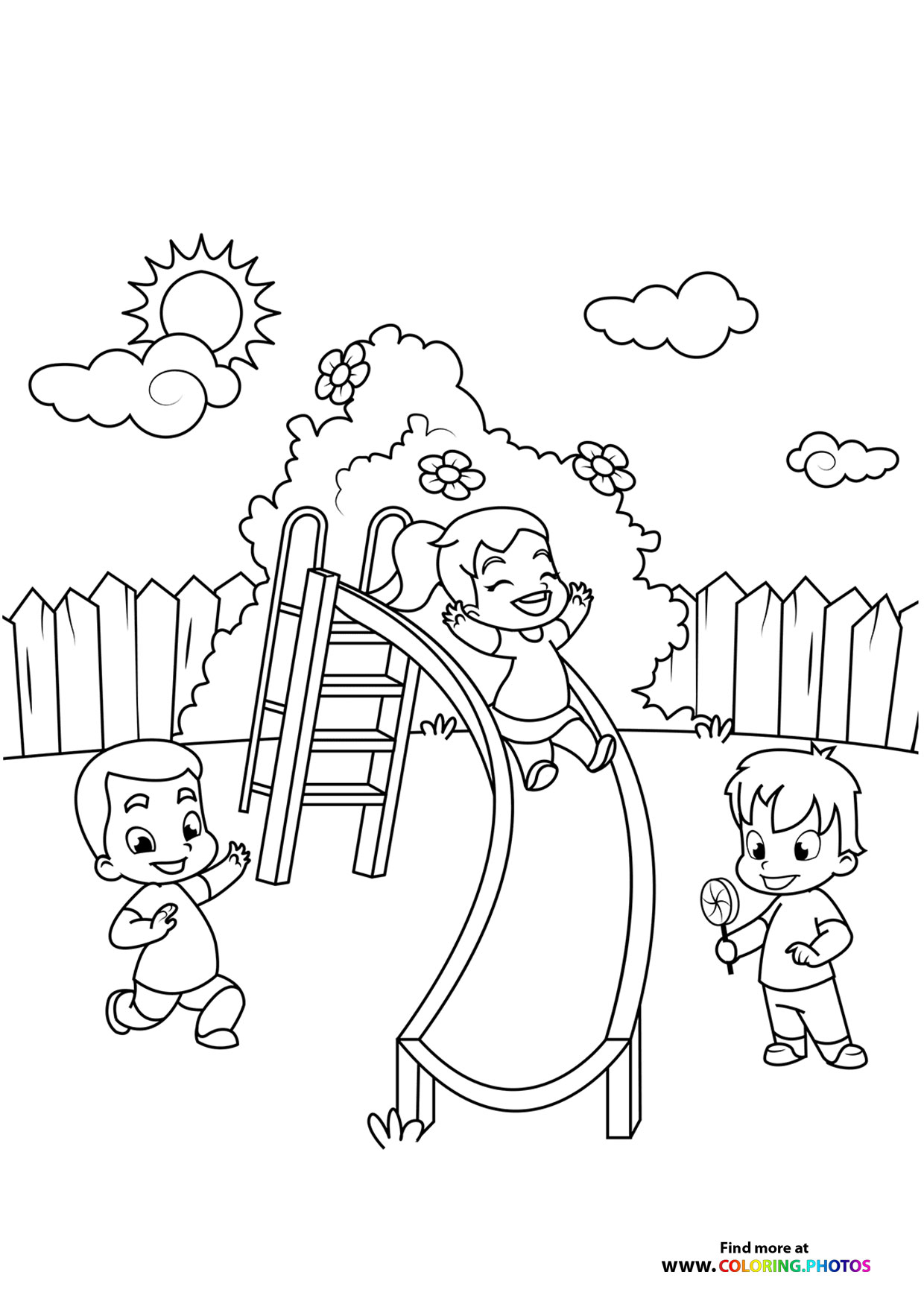 Kids in spring gardern
