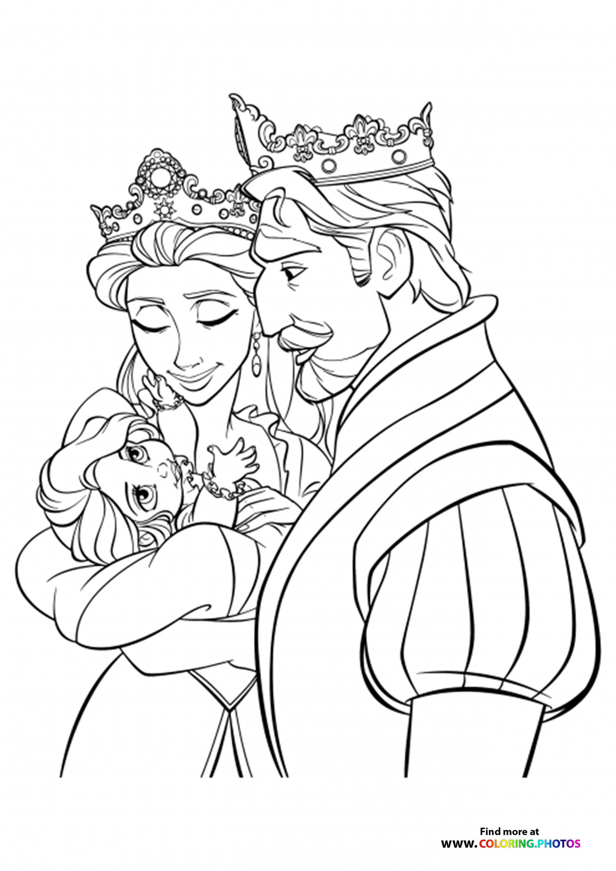 King and Queen with baby Rapunzel coloring page