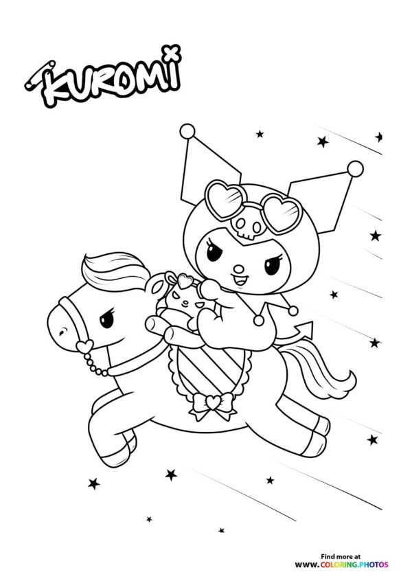 Kuromi riding a horse