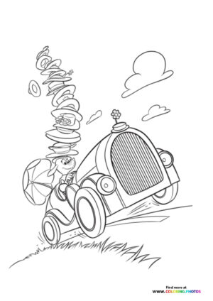 Lady Lydia riding a car