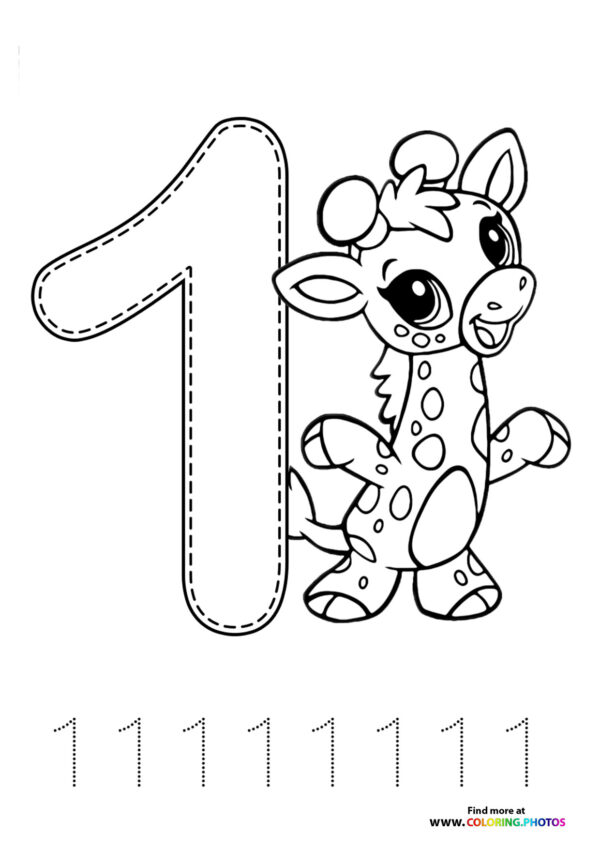 Animal themed numbers coloring pages