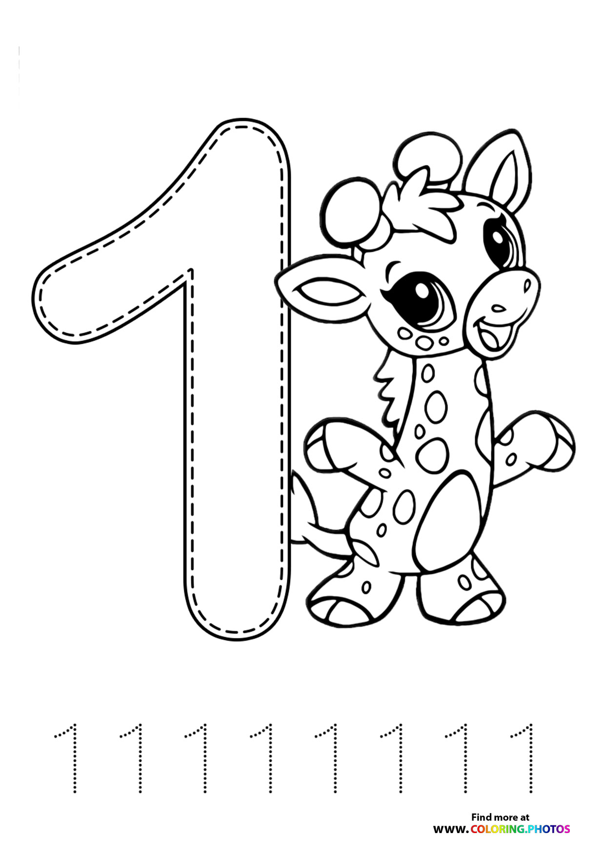 Animal themed numbers coloring pages