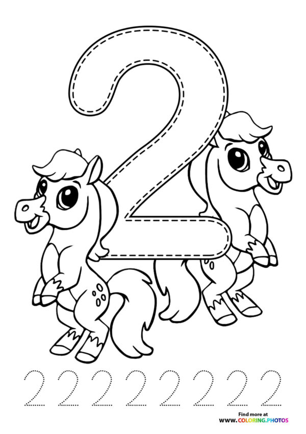 Animal themed numbers coloring pages page 2