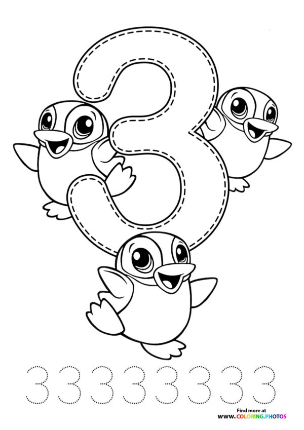 Animal themed numbers coloring pages page 3