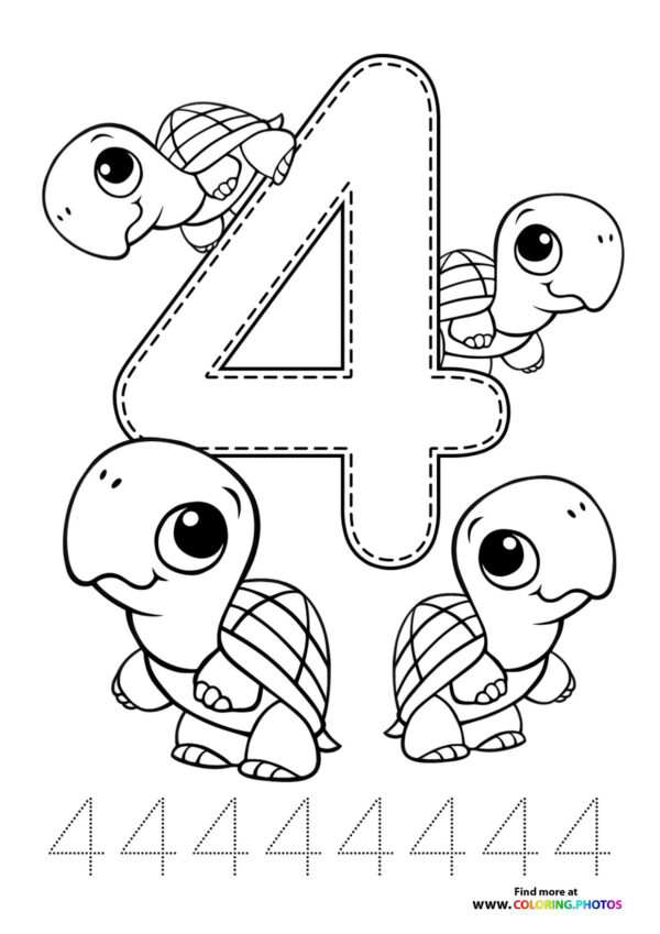 Animal themed numbers coloring pages page 4