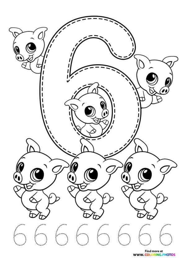 Animal themed numbers coloring pages page 6