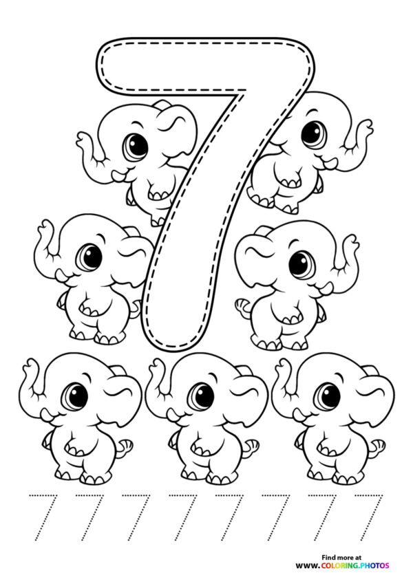 Animal themed numbers coloring pages page 7