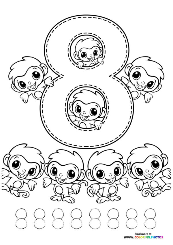 Animal themed numbers coloring pages page 8