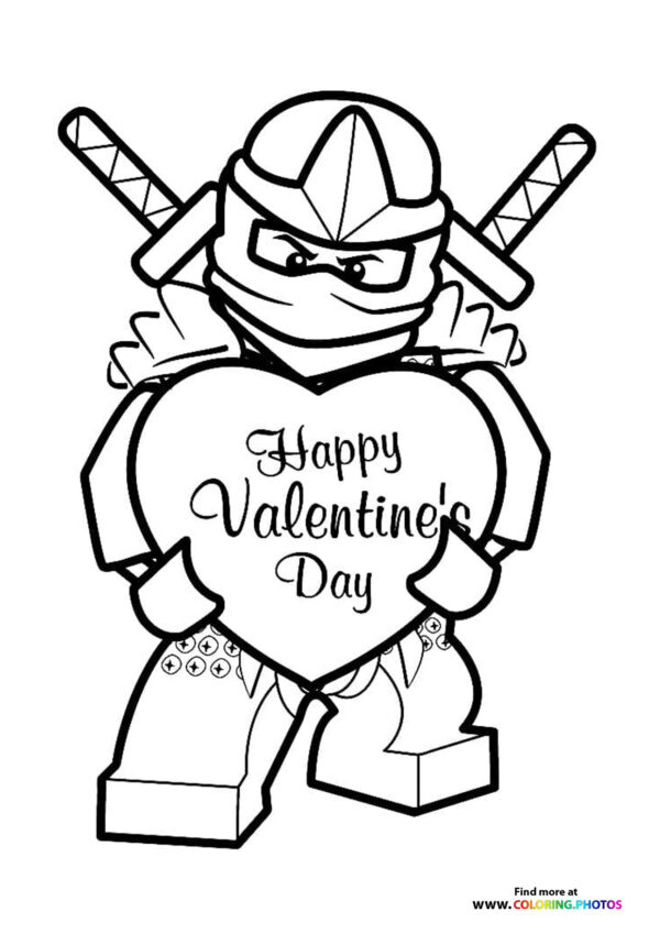 Lego valentine coloring page