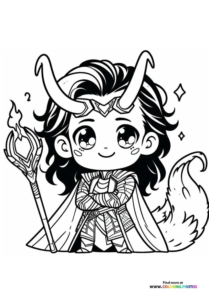 Little Loki with a staff