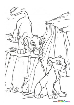 Simba and Nala on the Log