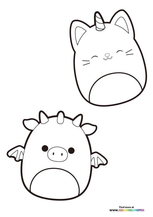 Squishmallow Unicorn and Dragon