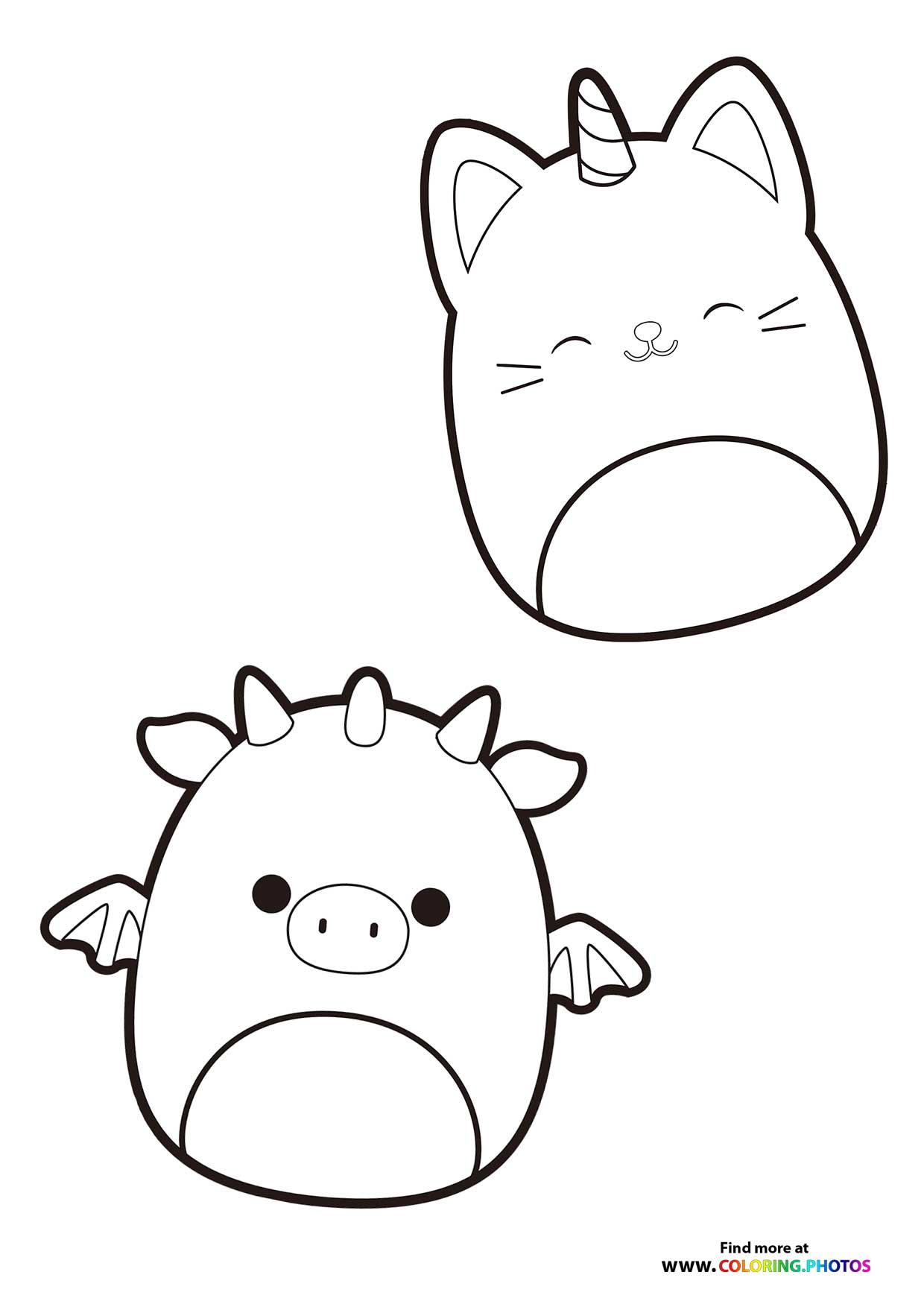 Squishmallow Unicorn and Dragon