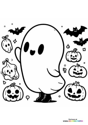 Friendly Ghost with Jack-O-Lanterns