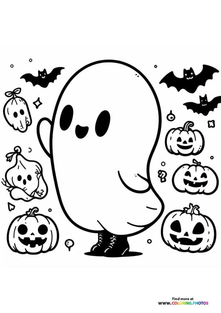 Friendly Ghost with Jack-O-Lanterns