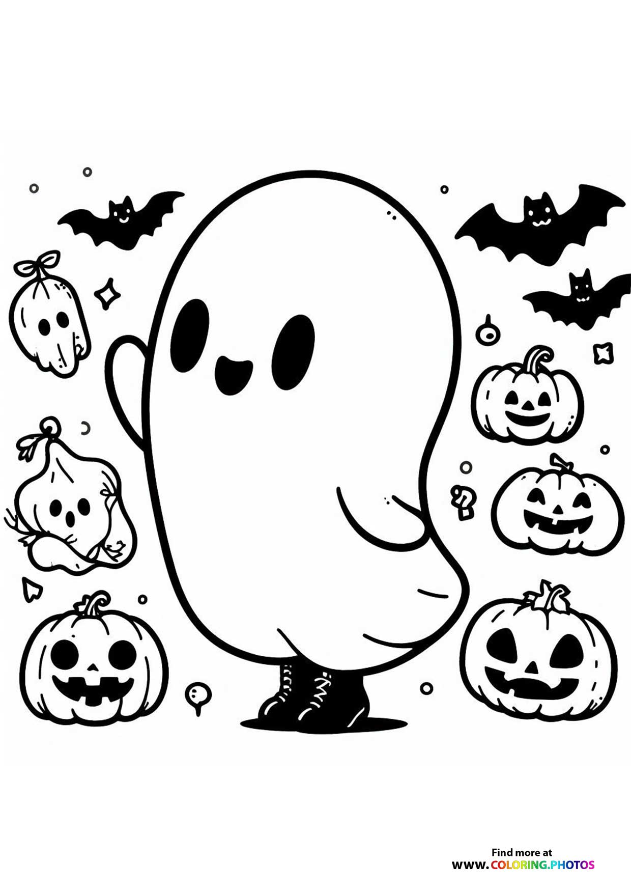 Friendly Ghost with Jack-O-Lanterns