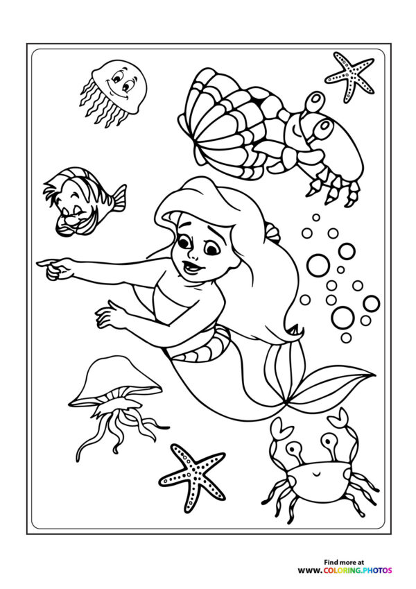 Little mermaid swimming
