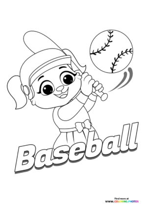 Little puppy playing baseball